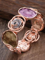 Load image into Gallery viewer, Hand-Painted Geometric Rose Stretch Bangle N6C214