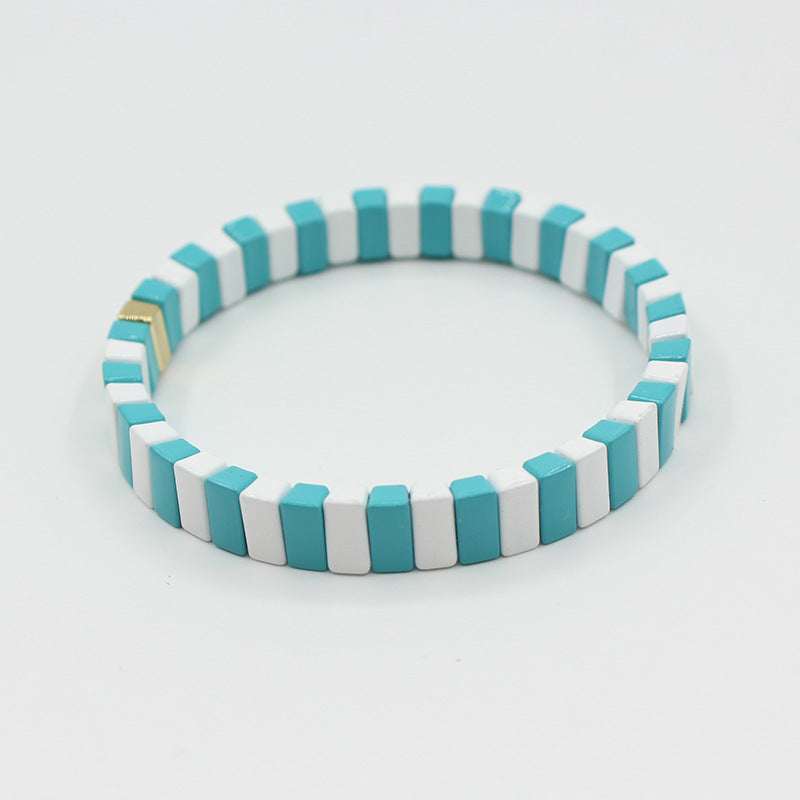 Macaron Elastic Bracelet Dual-Tone Enamel Alloy S5P043