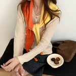 Load image into Gallery viewer, Colorblock Wool Blend Triangle Scarf Shawl Women N6H248