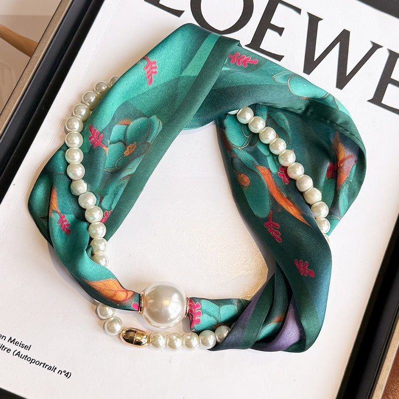 Womens Pearl Magnetic Clasp Slim Scarf N6K256