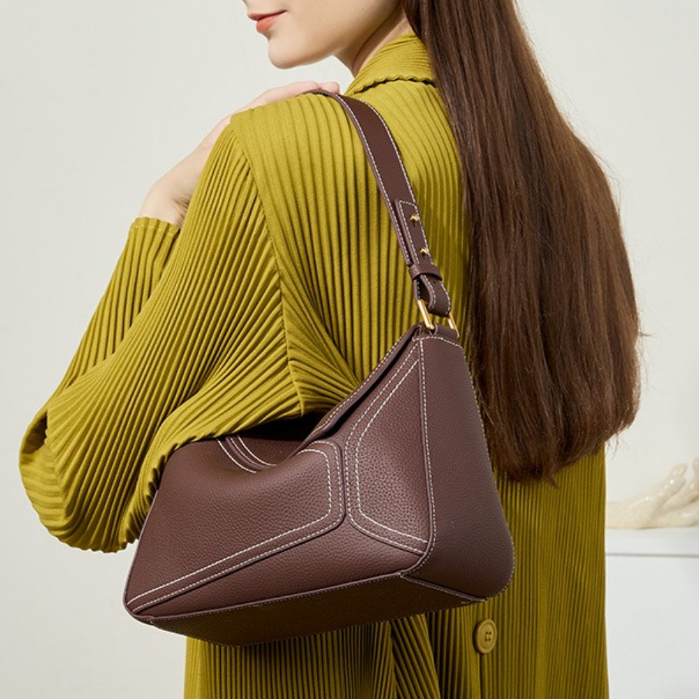 Genuine Leather Geometric Pillow Bag Crossbody Shoulder N6F161