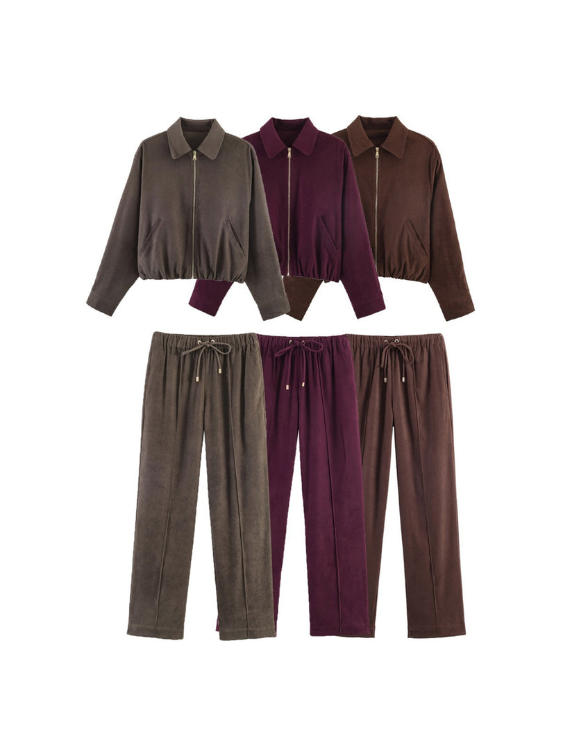 Women's POLO Collar Jacket & Casual Pants Separates N6H122