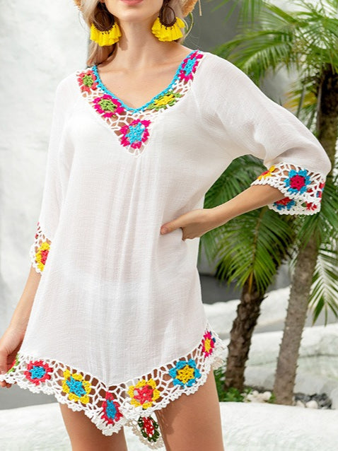 Crochet Lace Kimono Beach Cover Up Women N6D200