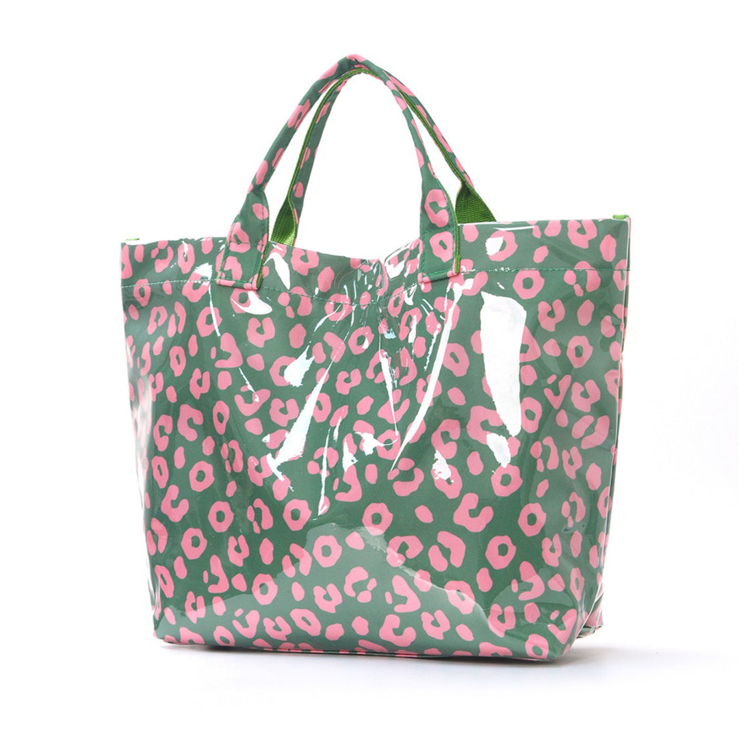 Women's Large Leopard Print Polyester Tote Bag N6J245