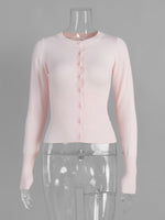Load image into Gallery viewer, Slim Fit Viscose Long Sleeve Knit Cardigan Solid Basic Top N6G127