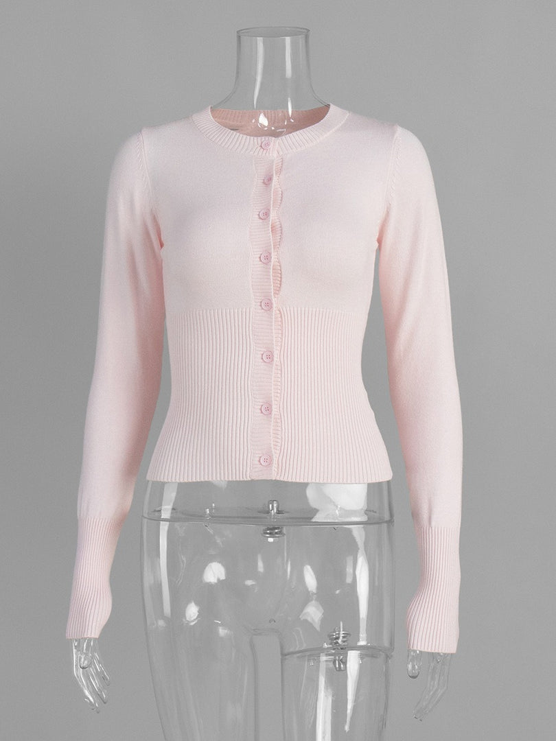 Slim Fit Viscose Long Sleeve Knit Cardigan Solid Basic Top N6G127