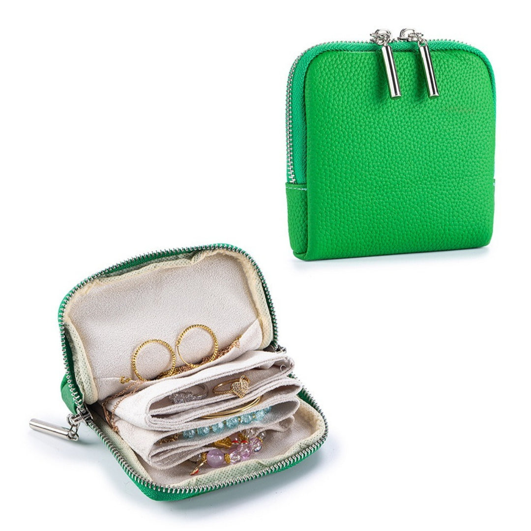 Genuine Leather Layered Jewelry Pouch Organizer N6E064