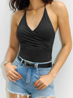 Load image into Gallery viewer, V Neck Cross Strap Ribbed Yoga Top with Bra N6F020