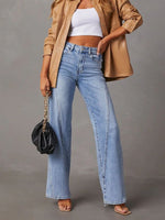 Load image into Gallery viewer, Patchwork Wide Leg Flare Jeans Women Blue N6D155