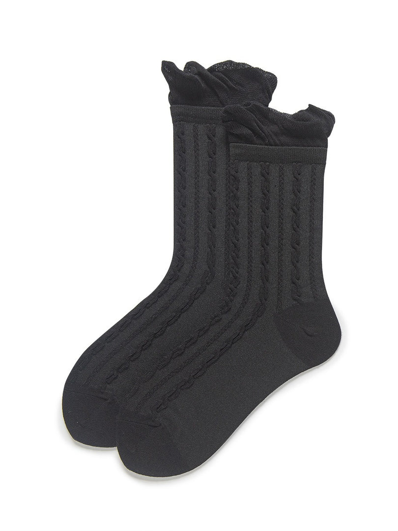 Bubble Cuff Cable Knit Socks Women N6C171