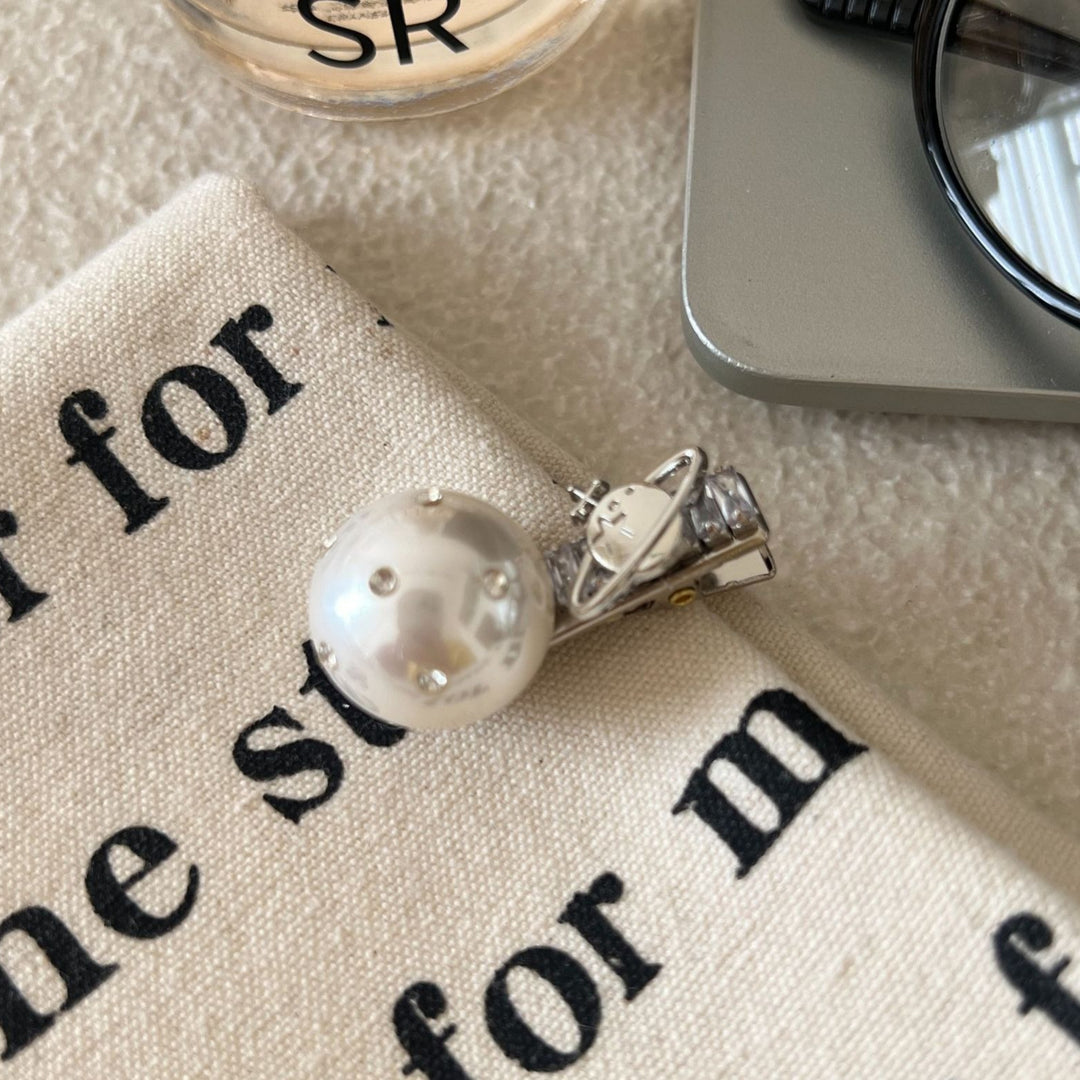 Luxury Rhinestone Pearl Saturn Duckbill Hair Clip N6H194