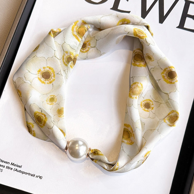 Womens Pearl Magnetic Clasp Slim Scarf N6K257