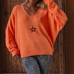 Load image into Gallery viewer, Deep V Crew Sweater Lightweight Tangerine N5Z831
