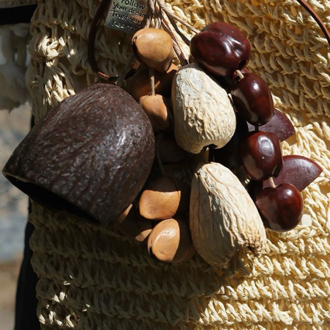 Natural Bodhi Seed Handheld Chime Bag Charm Gift Set N6F305