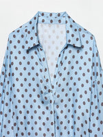 Load image into Gallery viewer, Polka Dot Satin Crop Shirt Women Office N6C109