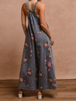 Load image into Gallery viewer, Floral Print Denim Overalls Women Sleeveless Jumpsuit N5A107
