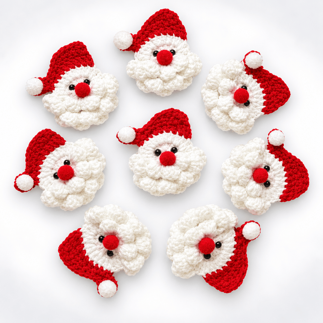 Hand Crocheted Santa Claus Hair Clip Brooch N6K289