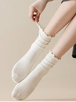 Load image into Gallery viewer, Ruffle Trim Slouch Socks Women N6C155