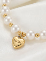Load image into Gallery viewer, Stainless Steel MUM Heart Pearl Bead Bracelet Women N6D529