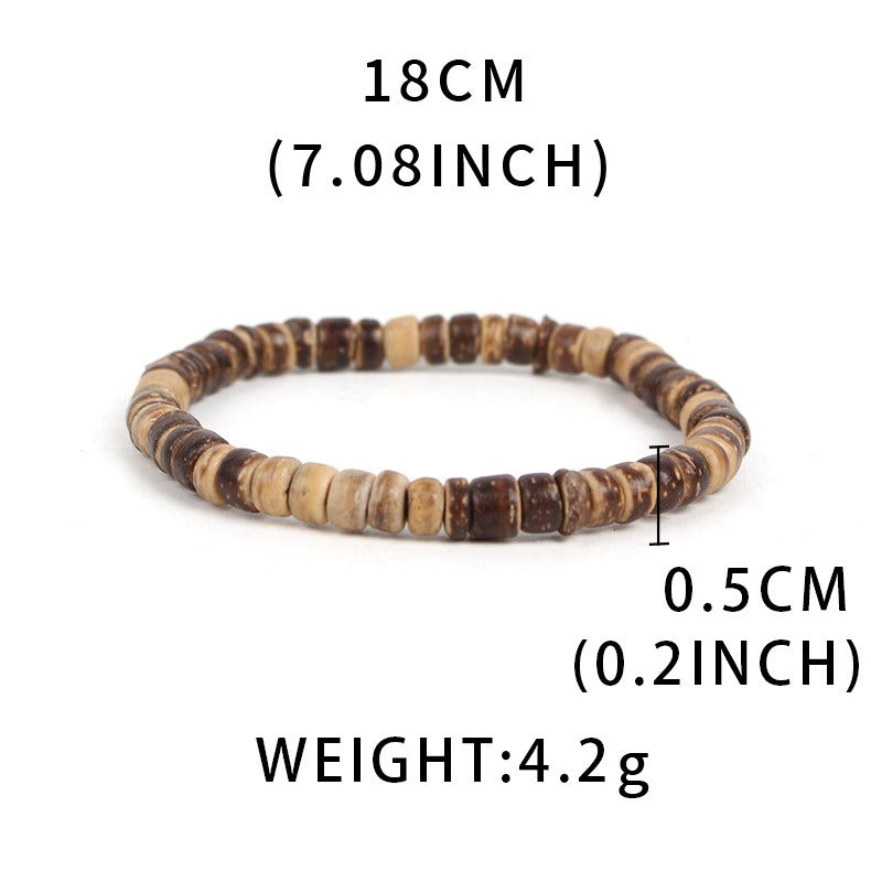 Natural Coconut Shell Beaded Bracelet S5P605