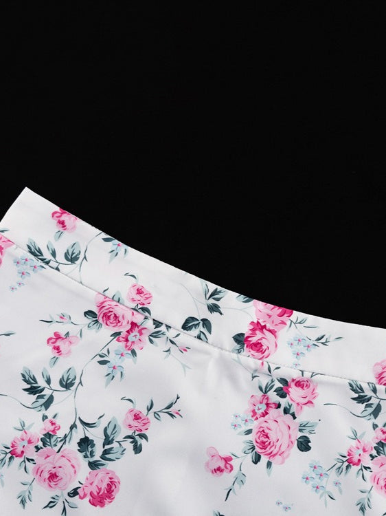 French Detachable Waist Corset Floral Dress N6D107