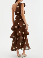 Load image into Gallery viewer, Polka Dot Off Shoulder Tiered Dress N6F032