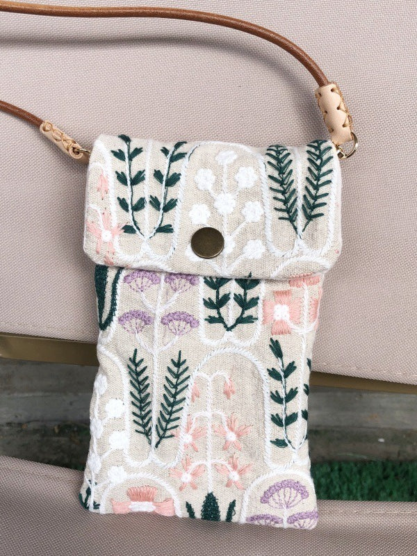 Embroidered Two Way Crossbody Phone Pouch N6B106