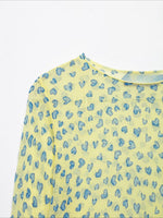 Load image into Gallery viewer, Sheer Heart Print Crop Knit Top Green Women N6G152