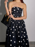 Load image into Gallery viewer, Polka Dot Strapless High Waist Bodycon Dress N6E168