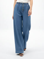 Load image into Gallery viewer, Vintage Draped Wide Leg Denim Pants Women N6B134