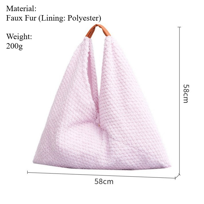 Furry Triangle Dumpling Bag Women Underarm Shoulder S5P654