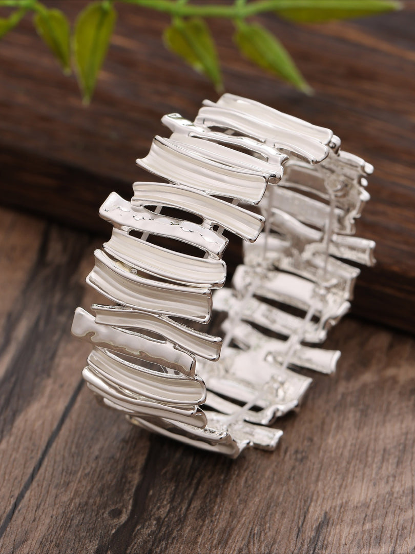 Enamel Exaggerated Geometric Stretch Bangle Women N6C217
