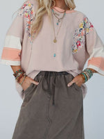 Load image into Gallery viewer, Color Block Print Cropped Sleeve Sweatshirt Women N5A259
