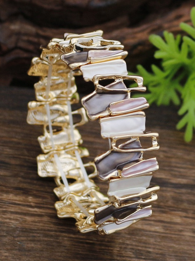 Color Drip Hand-Painted Geometric Stretch Bangle N6C213