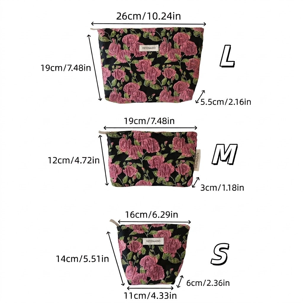 Floral Embroidered Polyester Cosmetic Bag N6K112