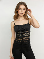 Load image into Gallery viewer, Black Lace Fitted Camisole Top Women N6C240