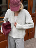 Load image into Gallery viewer, Simple Double Zip Round Neck Knit Cardigan Women N6G259