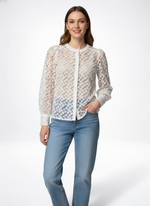 Load image into Gallery viewer, Elegant Floral Lace Blouse Women Round Neck N6C092