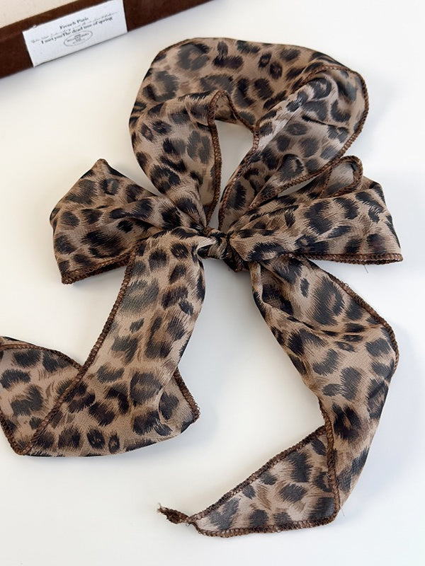 Leopard Polka Dot Chiffon Scarf Belt Women N6C010