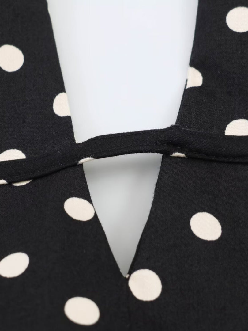 Polka Dot Halter Backless Dress Women Slim Fit N6F196