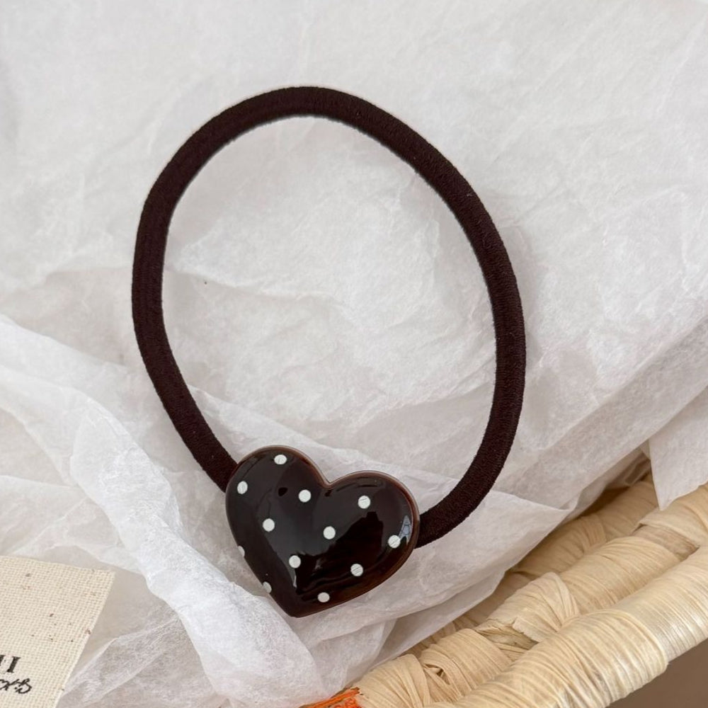 Polka Dot Heart Hair Tie Retro N6F072
