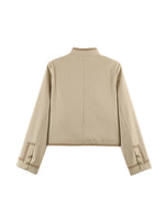 Load image into Gallery viewer, Loose Fit Knot Button Stand Collar Jacket Women N6H127