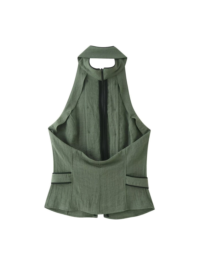 Backless Halter Neck Tank Top Women Fashion N6F200