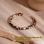 Load image into Gallery viewer, Leopard Flocked Leather Bangle Geometric Open Alloy S5P255