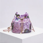 Load image into Gallery viewer, Floral Embroidered Sequin Mesh Bucket Bag Women N6E010