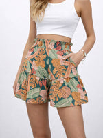 Load image into Gallery viewer, Tropical Print Elastic Waist Shorts Women N6C238