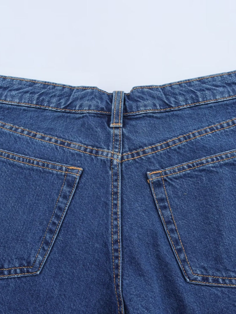 Mid-Rise Denim Shorts Women Office Casual Slim Fit N6F002