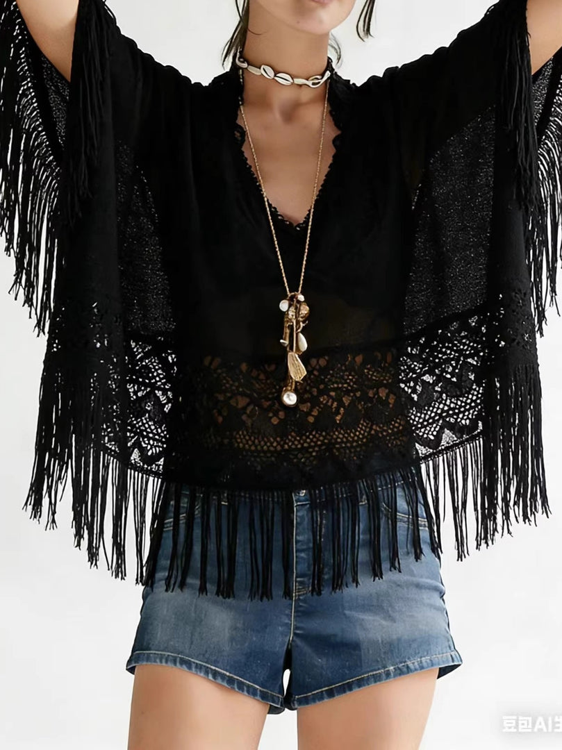 Fringe Beach Cover Up Tunic Women N6F250