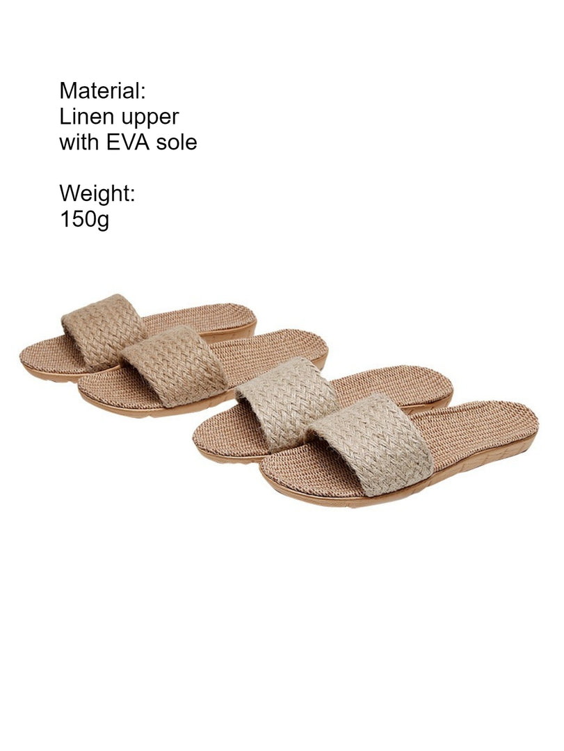 Woven Linen House Slippers Women N6C227