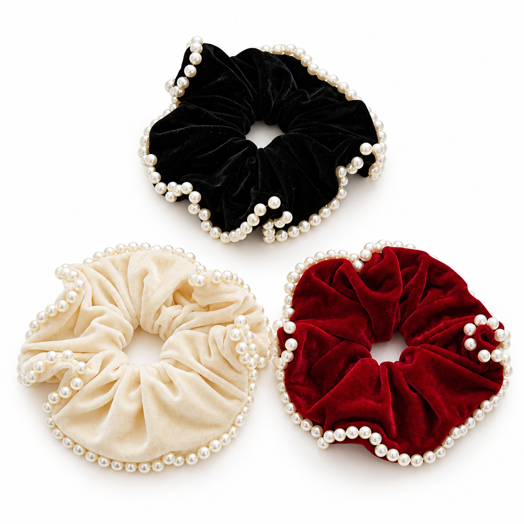 Womens Pearl Velvet Scrunchie N6K009